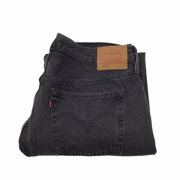 Levis 501 Womens 32 x 28 Premium High Waist Skinny Jeans Ripped Black Button Fly - Picture 11 of 12